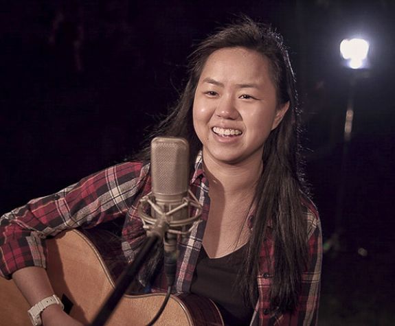 Sami Fong working on a song